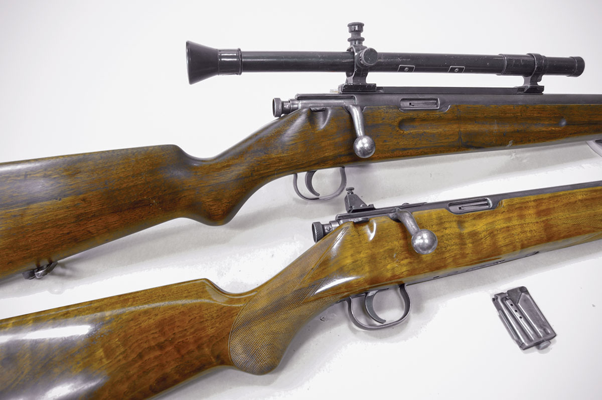 For Stevens Favorite fans, here is a rifle built from a rusted action like the two below it. The receiver with the tangs cut off shows that gunfolks will buy anything gun related.